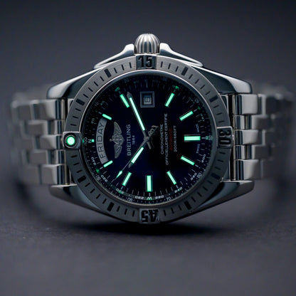 Breitling Galactic Day Date A45320 Black Dial 44mm Automatic Men's Watch + B&P7