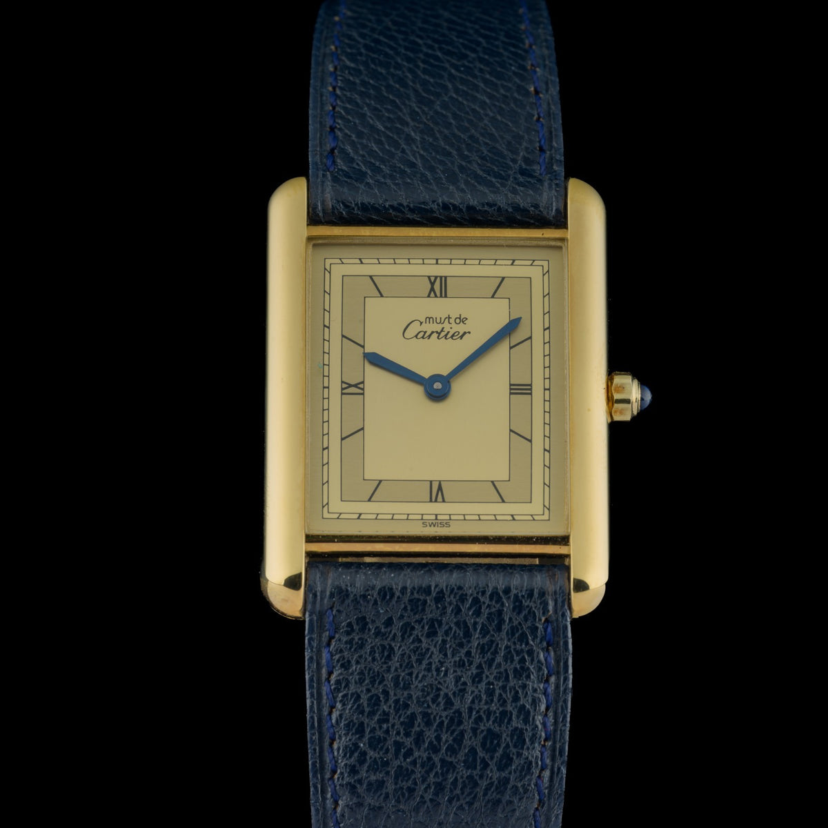 Cartier Must Tank Large 681006 Sector Dial Gold Vermeil 23x30mm Quartz Watch0