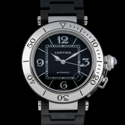 Cartier Pasha Seatimer 40mm Black Steel & Rubber Automatic Men's Watch0