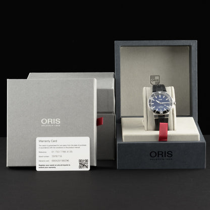 ORIS Aquis Date 41.5mm Dark Blue Dial Automatic Rubber & Steel Men's Watch + B&P1