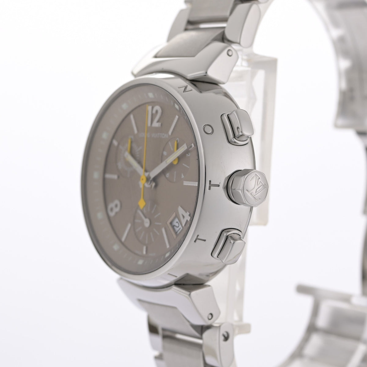 LV LOUIS VUITTON Tambour Q1322 Brown & Silver 34mm Ladies Watch3