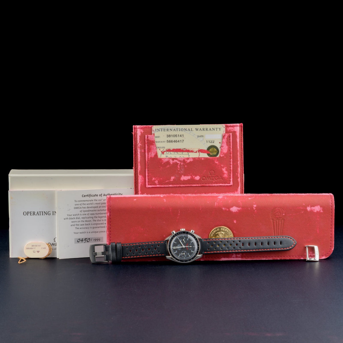 OMEGA Speedmaster Reduced 3810.51.41 AC Milan 100th Anniv. 39mm Auto Watch +B&P1