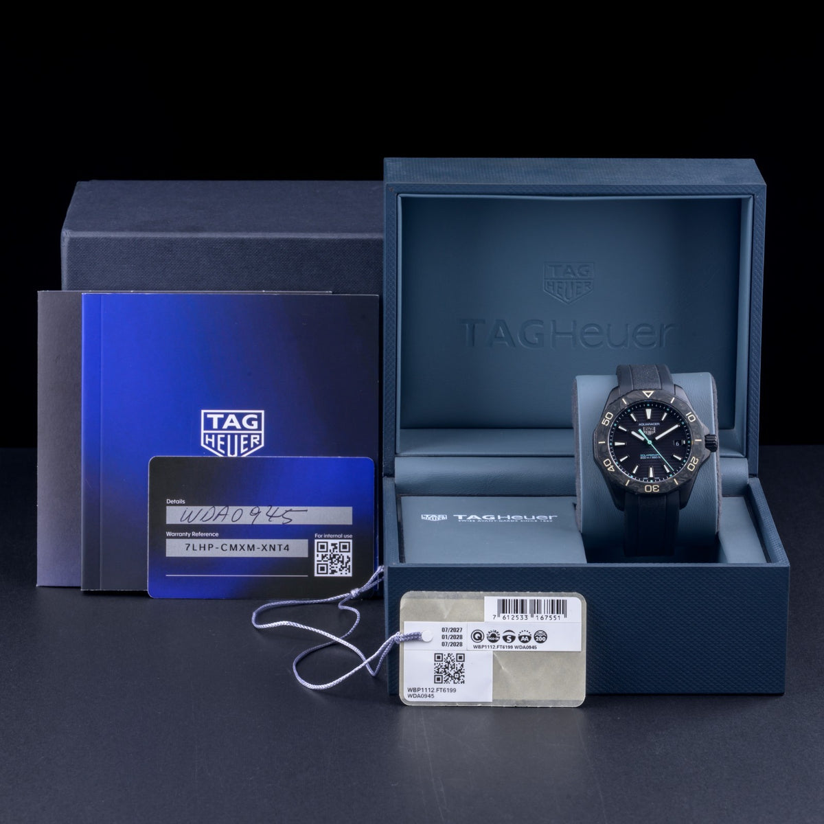 TAG Heuer Aquaracer Solargraph DLC WBP1112 40mm Black Men's Watch +B&P1