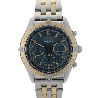 Breitling Chrono Cockpit D30011 18k Gold 38mm Blue Dial Automatic Watch0