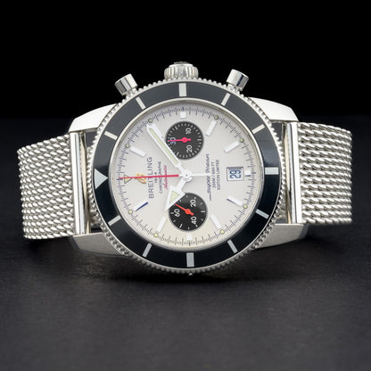 Breitling SuperOcean Heritage Chrono A23320 White 46mm 125th Anniv. Watch + B&P5