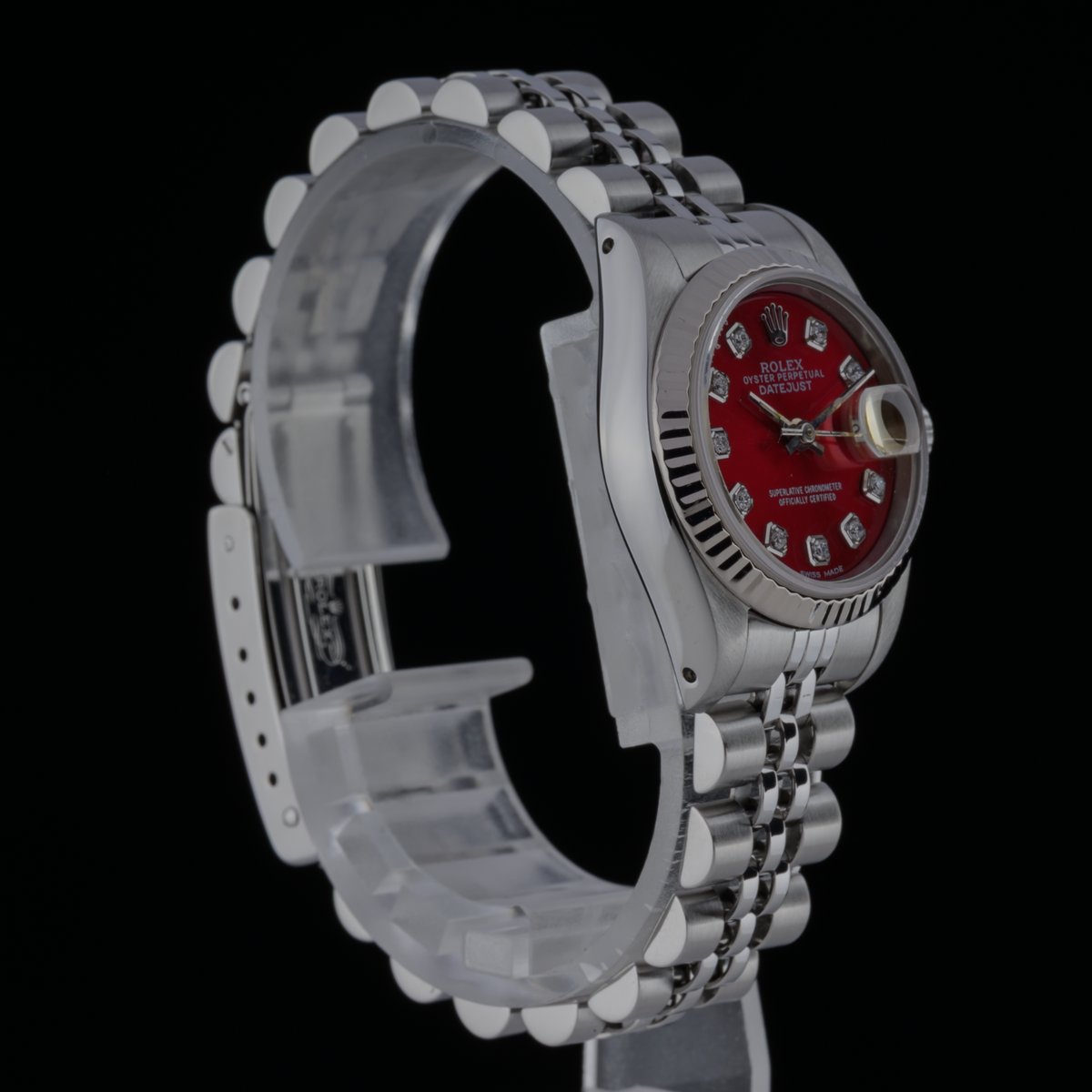 Rolex Datejust 69174 Custom Red Diamond Dial 26mm 18K Gold Ladies Watch + Box3