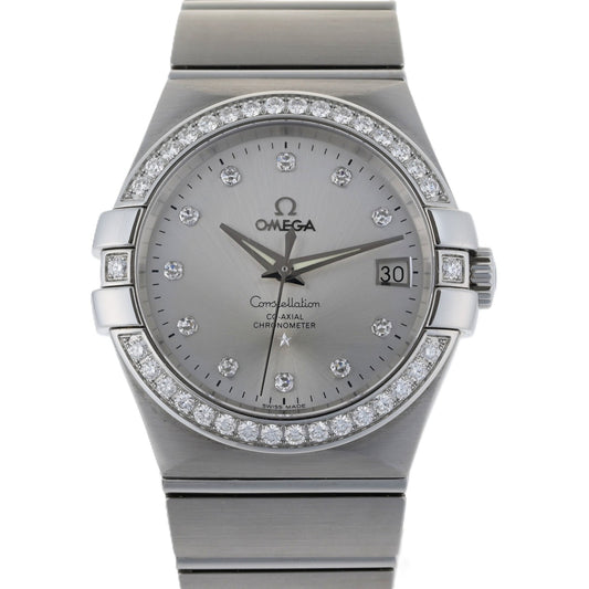 OMEGA Constellation 123.15.35.20.52.001 Silver Diamond Auto 35mm Watch + Box0