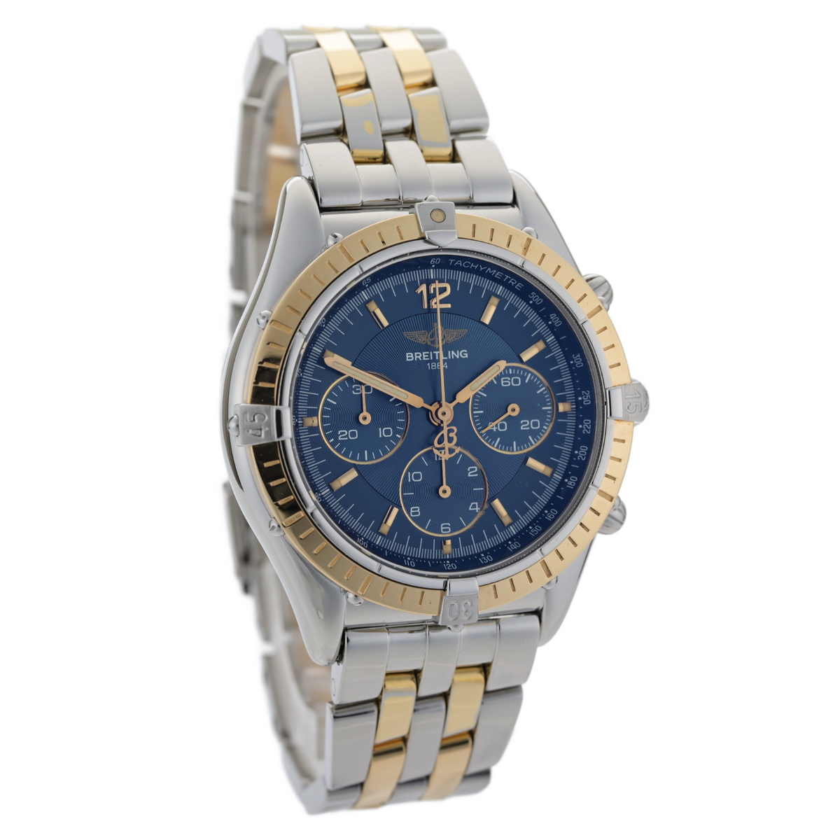 Breitling Chrono Cockpit D30011 18k Gold 38mm Blue Dial Automatic Watch3