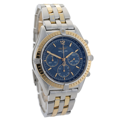 Breitling Chrono Cockpit D30011 18k Gold 38mm Blue Dial Automatic Watch3