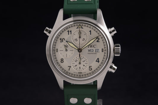 IWC Pilot Spitfire IW371343 Flyback Chrono 42mm Silver Auto Men's Watch + Straps0