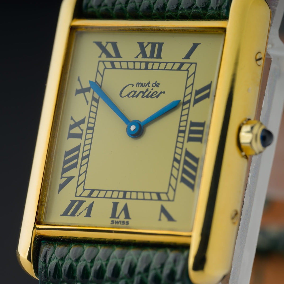 Cartier Must Tank Large 681006 Lemon Roman Dial 23x30mm Quartz Watch + Pouch5