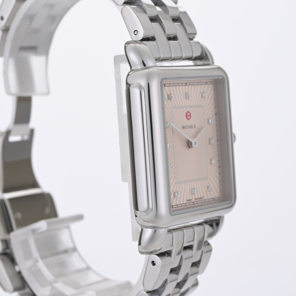 MICHELE Deco II Salmon Dial 12 Piece Diamond 30x32mm Ladies Watch2