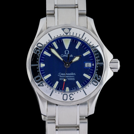 OMEGA Seamaster Diver 2285.80 Blue Dial 28mm Quartz Ladies Watch + Box & Papers0