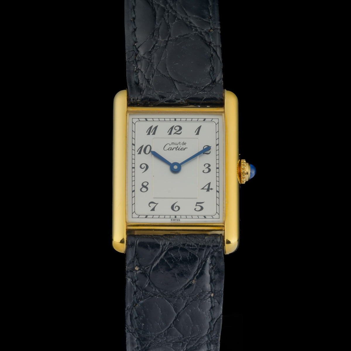Cartier Must Tank Large 590005 Arabic Dial 23x30mm Gold Vermeil Watch + Service0