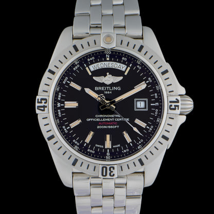 Breitling Galactic Day Date A45320 Black Dial 44mm Automatic Men's Watch + B&P0