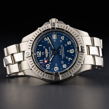 Breitling Colt Diver 500m A74350 Blue Dial 38mm Quartz Watch + B&P4