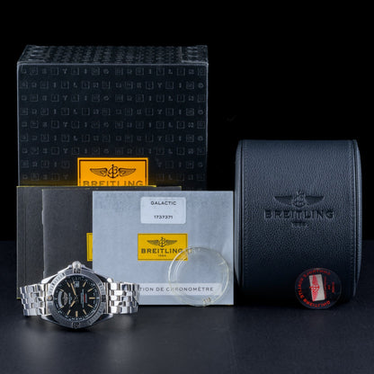Breitling Galactic Day Date A45320 Black Dial 44mm Automatic Men's Watch + B&P1