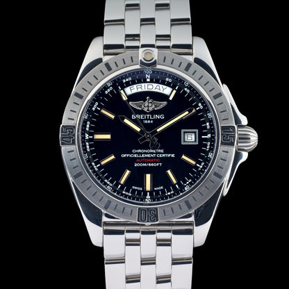 Breitling Galactic Day Date A45320 Black Dial 44mm Automatic Men's Watch + B&P2