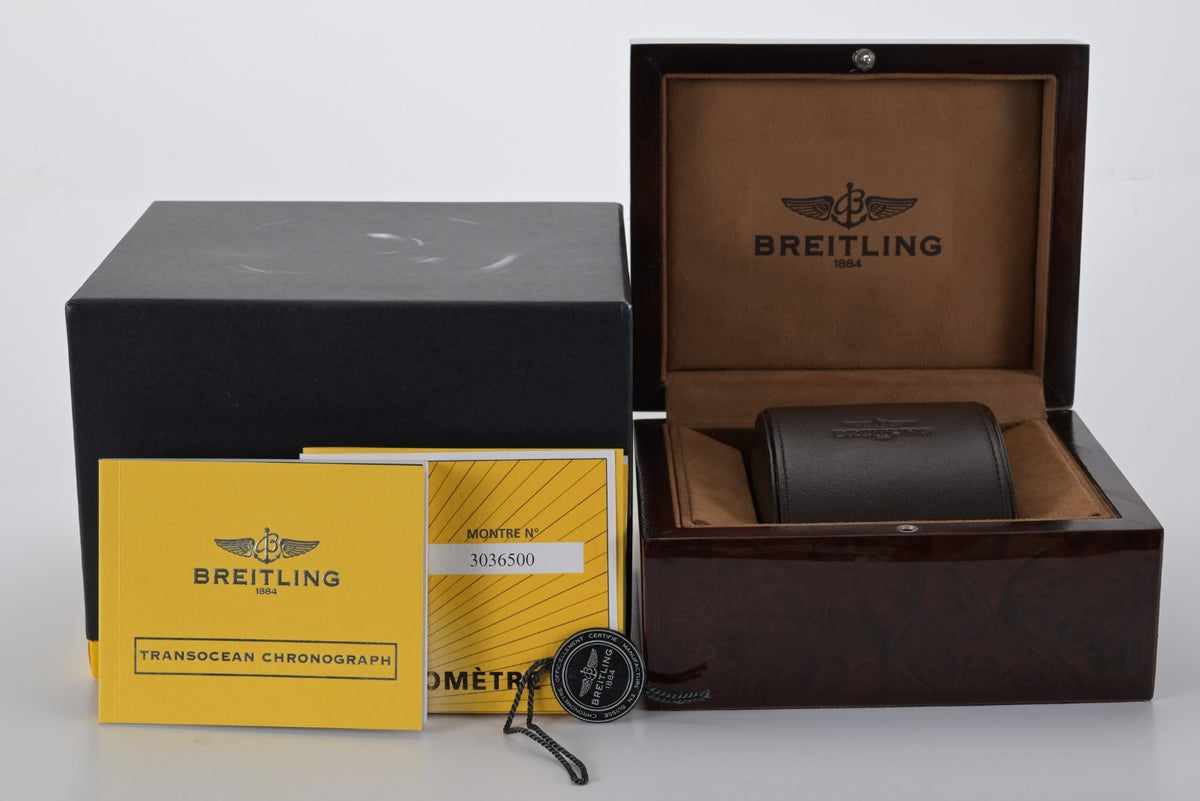 Breitling TransOcean Chronograph RB0151 Solid 18k Rose Gold 43mm Men Watch + B&P1