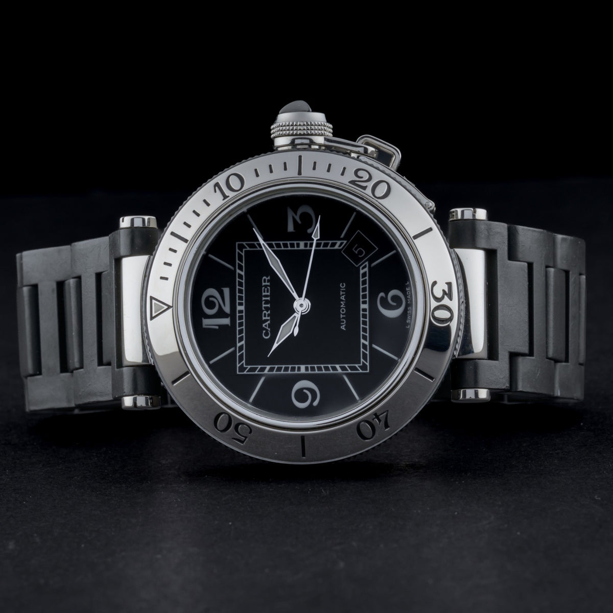 Cartier Pasha Seatimer 40mm Black Steel & Rubber Automatic Men's Watch4