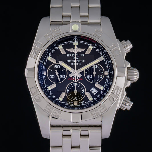 Breitling Chronomat 44mm AB0110 Gray Dial Automatic Men's Steel Watch + Papers0