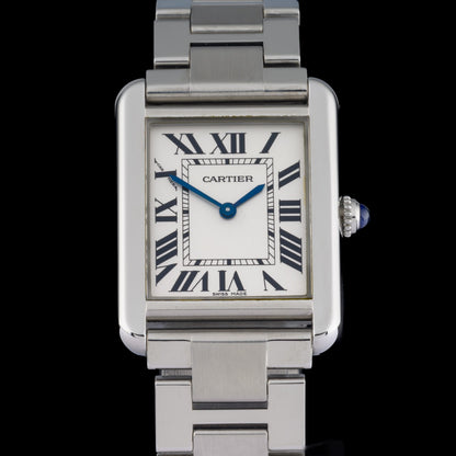 Cartier Tank Solo 3170 White Roman Dial 24x31mm Steel Quartz Watch0